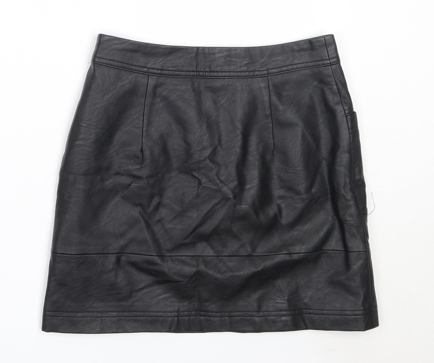 Topshop Womens Black  Polyurethane Mini Skirt Size 4