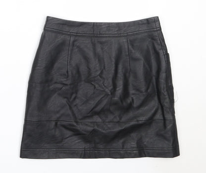 Topshop Womens Black  Polyurethane Mini Skirt Size 4