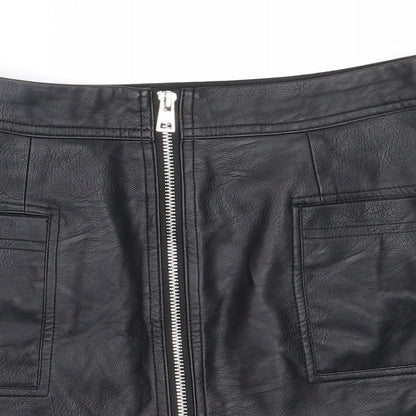 Topshop Womens Black  Polyurethane Mini Skirt Size 4
