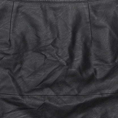 Topshop Womens Black  Polyurethane Mini Skirt Size 4