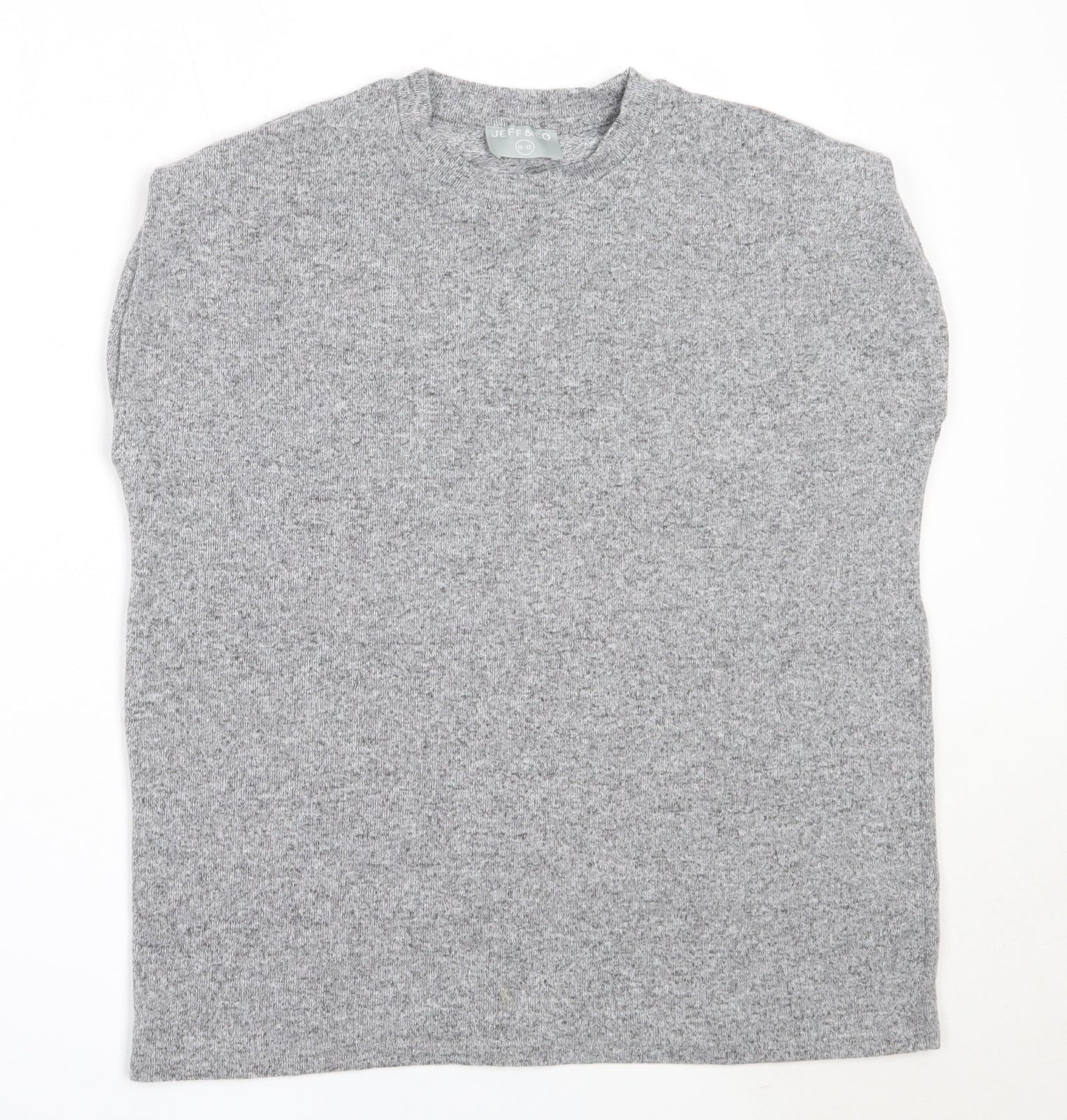 Jeff & Co Womens Grey  Polyester Basic T-Shirt Size 10 Round Neck