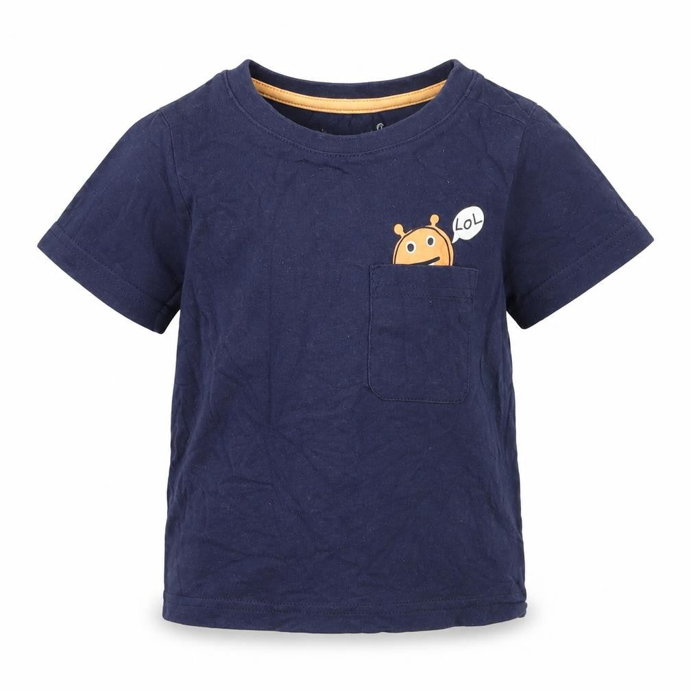 Nutmeg Boys Blue  Cotton Basic T-Shirt Size 12-18 Months Round Neck