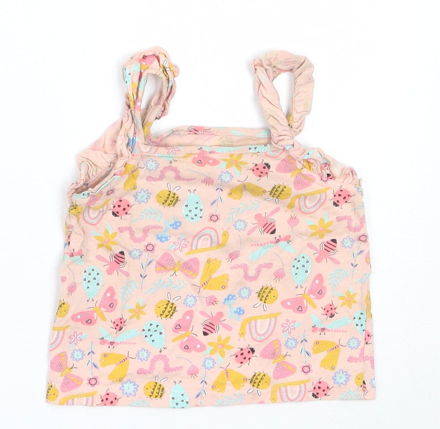 Matalan Girls Pink  Cotton Basic Tank Size 18-24 Months Square Neck