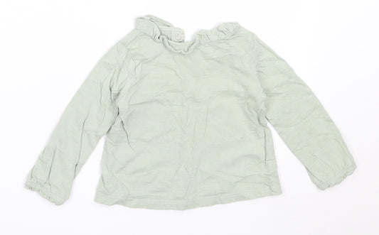 TU Girls Green  Cotton Basic T-Shirt Size 9-12 Months Round Neck