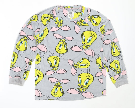 Primark Womens Grey Solid Polyester Top Pyjama Top Size XS   - Looney Tunes