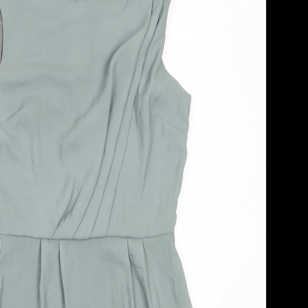 Topshop Womens Green  Polyester Shift  Size 6  Round Neck
