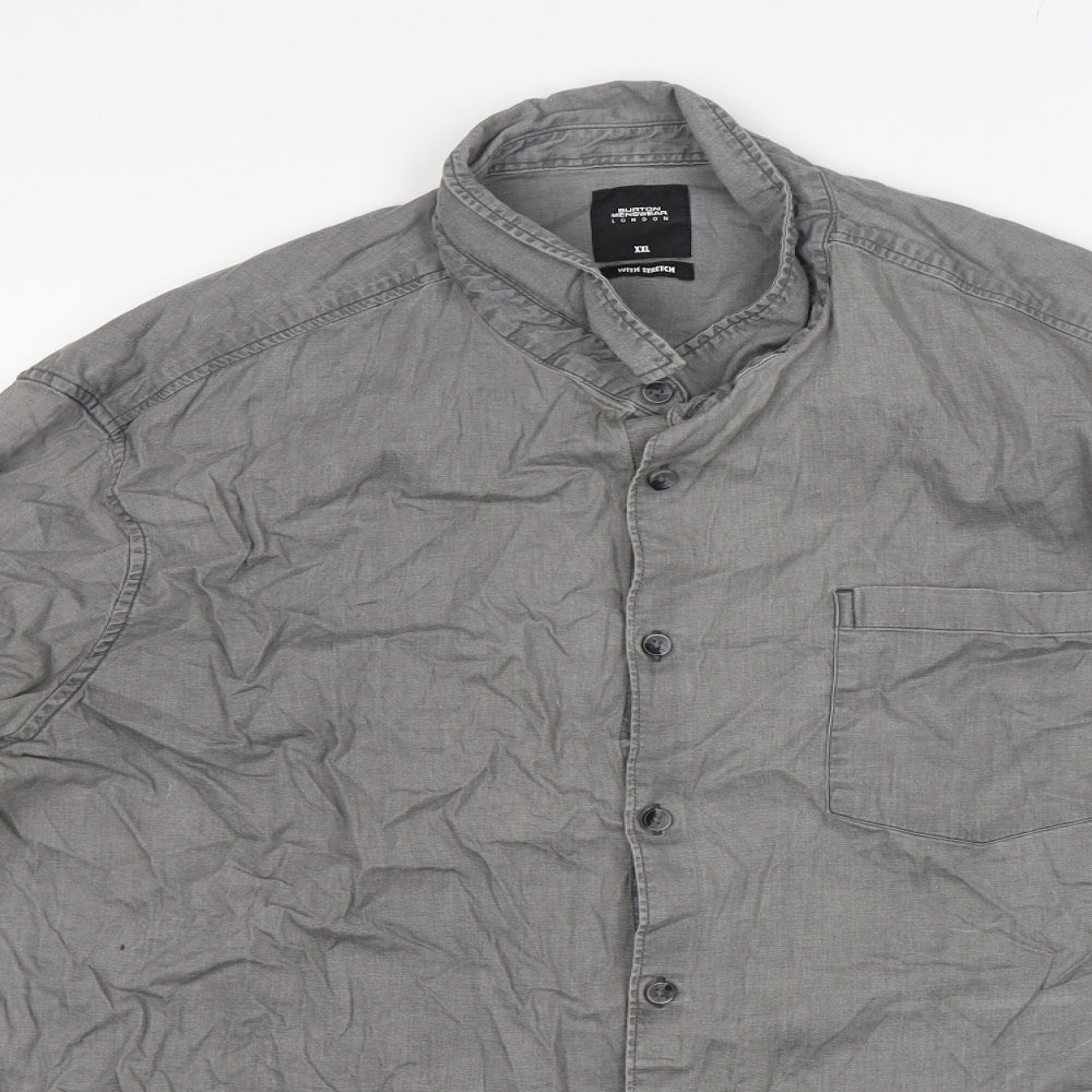 Burton  Mens Grey  Cotton  Button-Up Size 2XL Collared