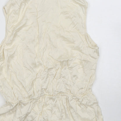 Next Womens Ivory  Viscose Basic Blouse Size 14 Collared