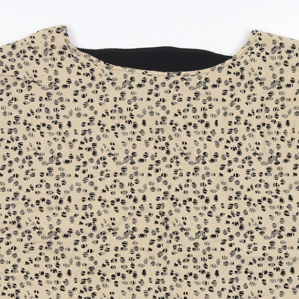 Preworn  Womens Multicoloured Animal Print Viscose Basic Blouse Size 14 Round Neck