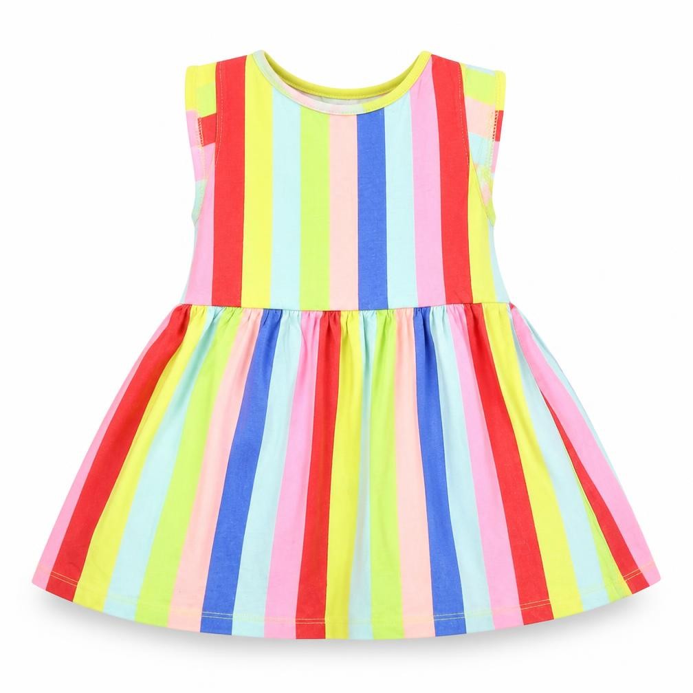 E-vie Girls Multicoloured Striped Cotton A-Line  Size 18-24 Months  Round Neck