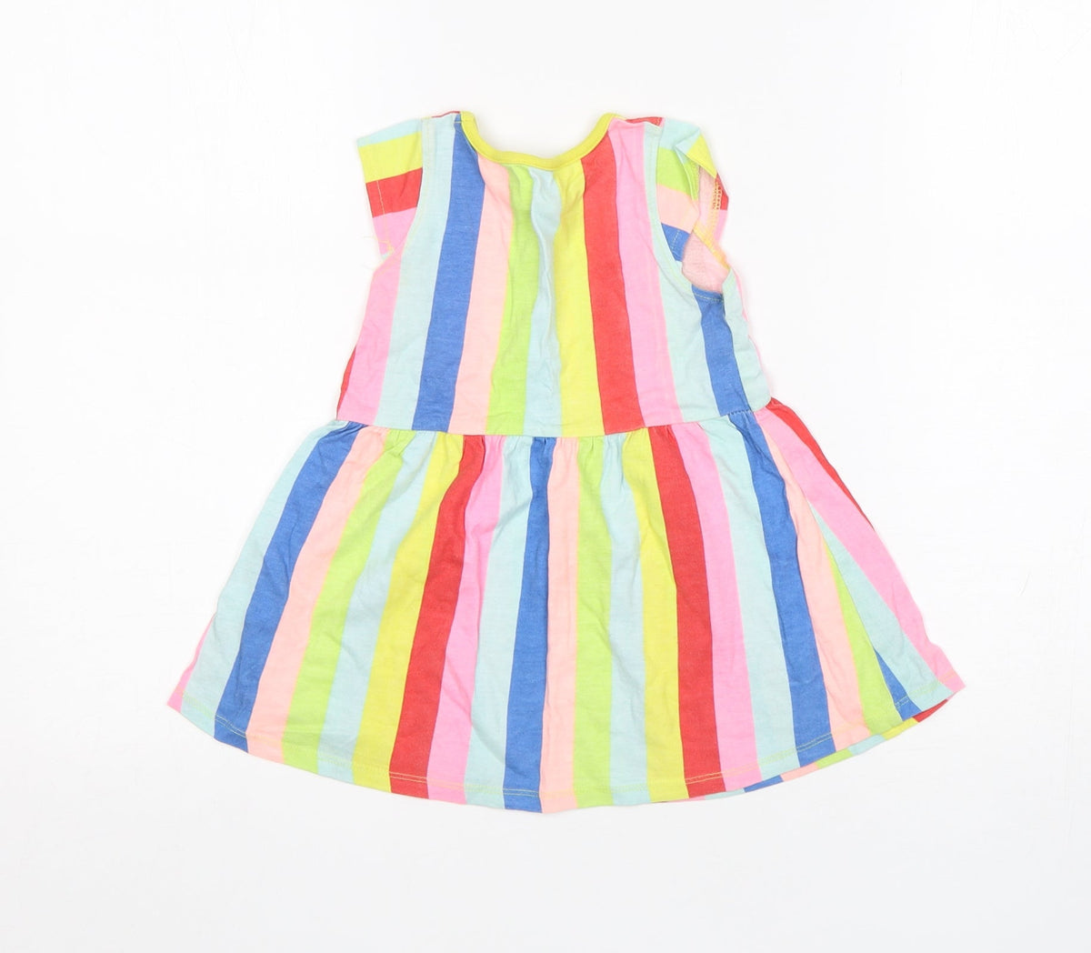 E-vie Girls Multicoloured Striped Cotton A-Line  Size 18-24 Months  Round Neck