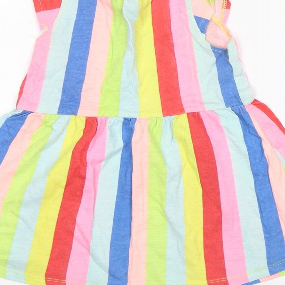 E-vie Girls Multicoloured Striped Cotton A-Line  Size 18-24 Months  Round Neck