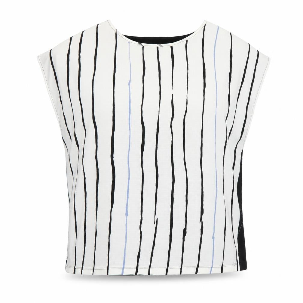 Preworn  Womens Multicoloured Striped Polyester Basic Blouse Size 14 Round Neck