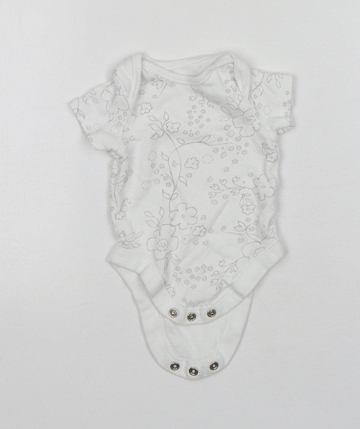 F&F Girls White Floral Cotton Leotard One-Piece Size Newborn