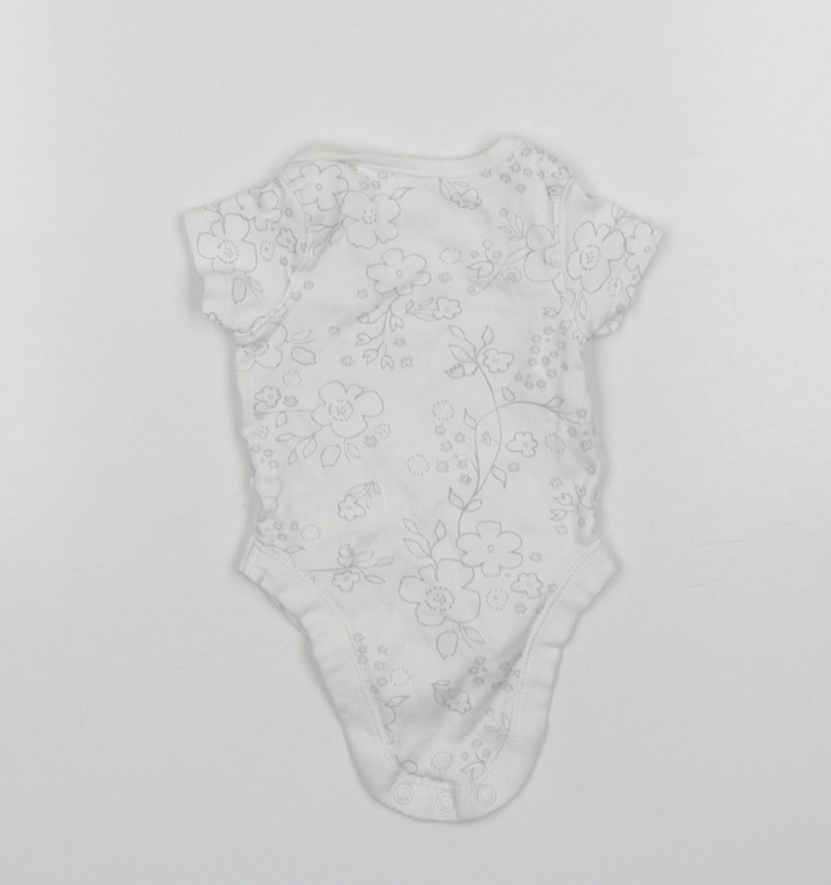 F&F Girls White Floral Cotton Leotard One-Piece Size Newborn