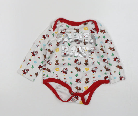 PEP&CO Baby White  Cotton Leotard One-Piece Size 6-9 Months   - Christmas