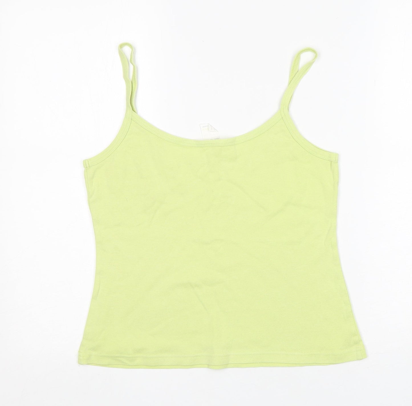 Preworn Womens Green  Cotton Basic Tank Size 14 Round Neck