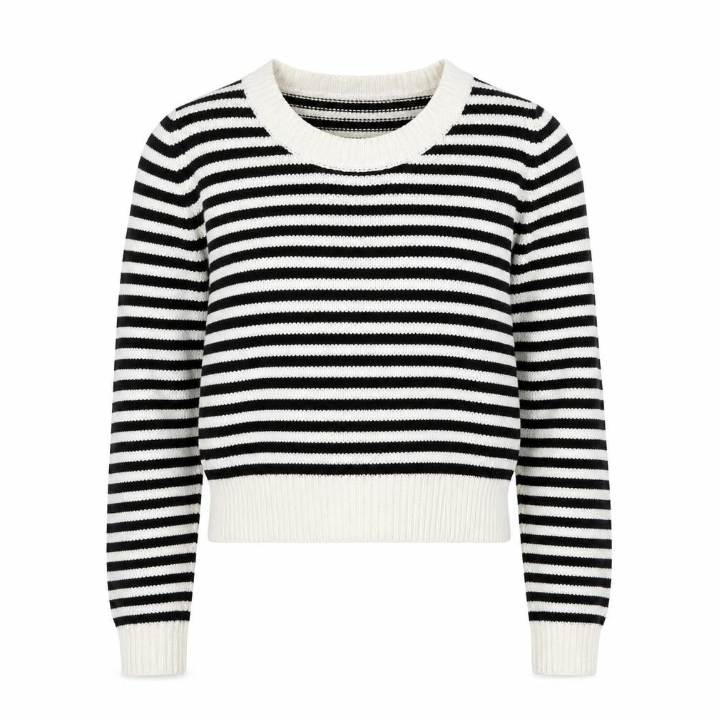 H&M Womens Multicoloured Round Neck Striped Acrylic Pullover Jumper Size 6