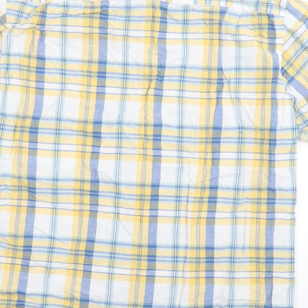 Lincoln Mens Yellow Plaid Cotton  Button-Up Size M Collared Button