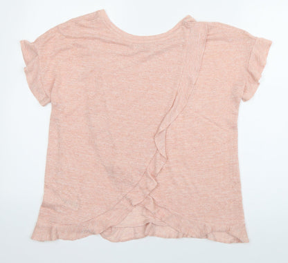 Papaya Womens Orange  Viscose Basic T-Shirt Size 8 Boat Neck