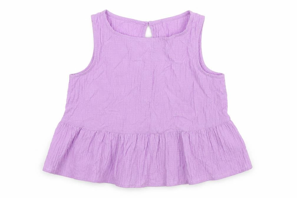 George Girls Purple  Cotton Basic Tank Size 7-8 Years Boat Neck Pullover