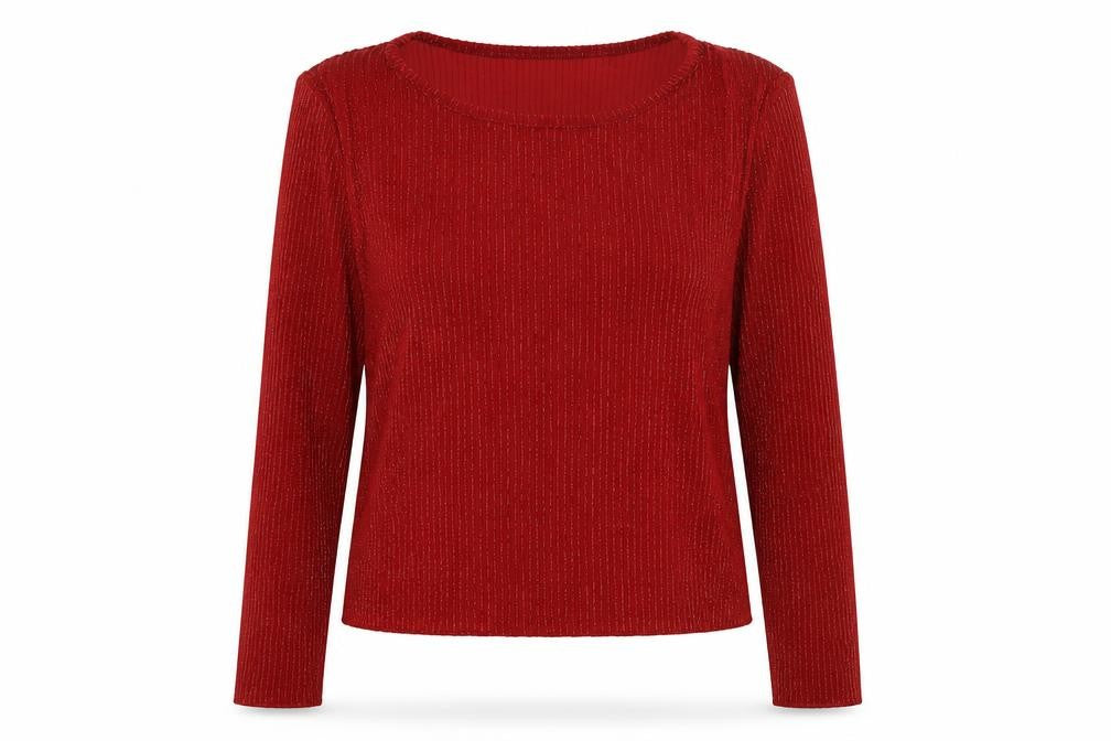 Primark Womens Red Striped Polyester Basic T-Shirt Size 12 Boat Neck