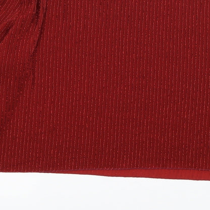 Preloved Primark Womens Red Striped Polyester Basic T-Shirt Size 12 Boat Neck - Label