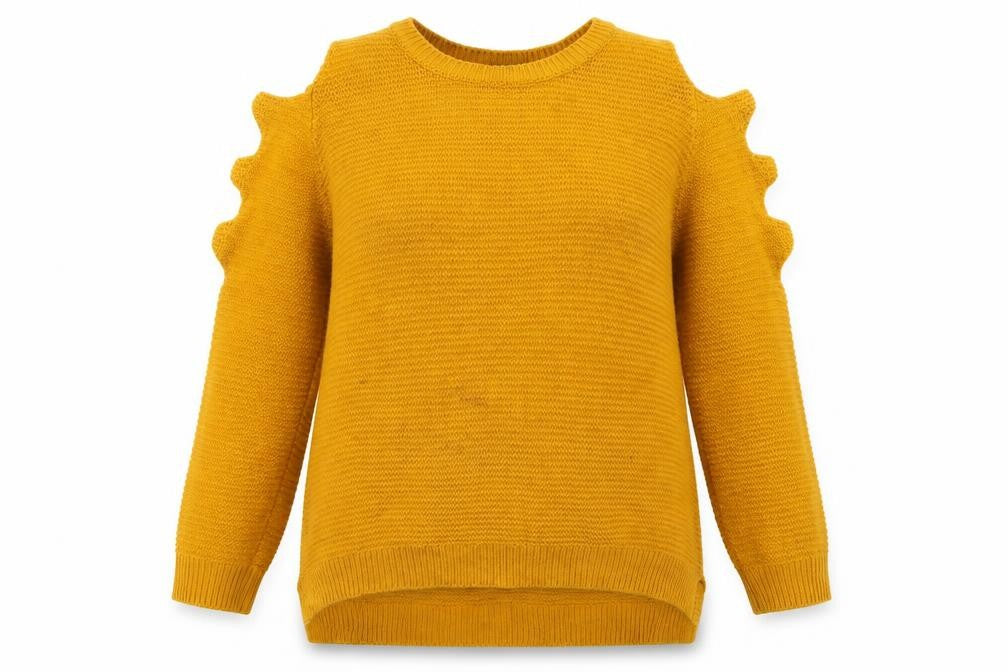 Primark Womens Orange Crew Neck  Acrylic Pullover Jumper Size 6   - Cut out sleeves