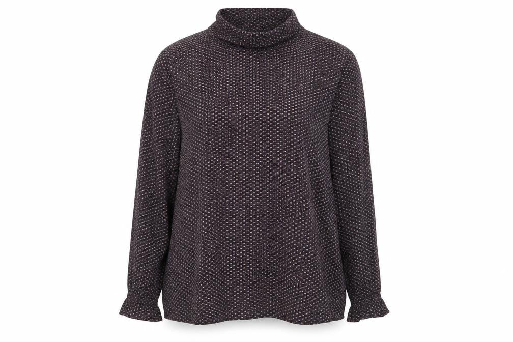 Espirit Womens Grey Polka Dot Viscose Basic Blouse Size 18 Roll Neck