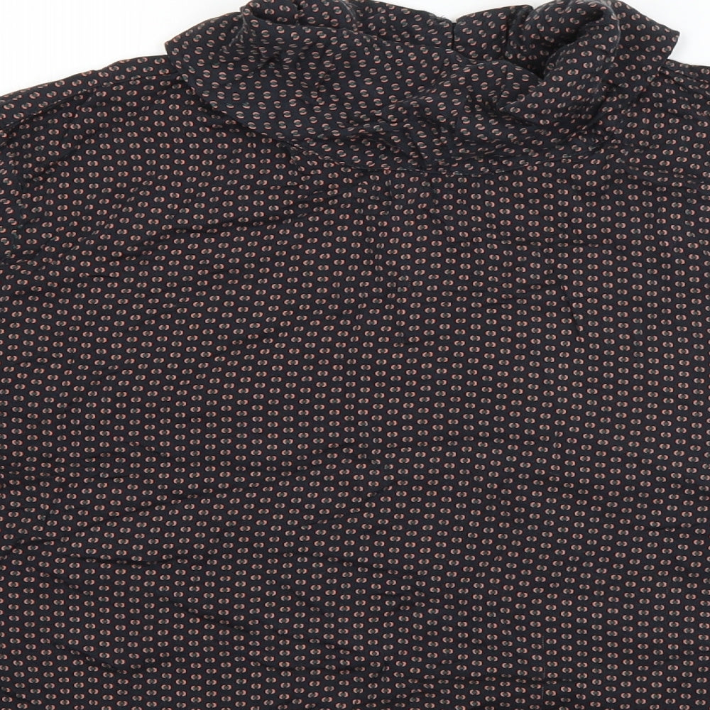 Espirit Womens Grey Polka Dot Viscose Basic Blouse Size 18 Roll Neck