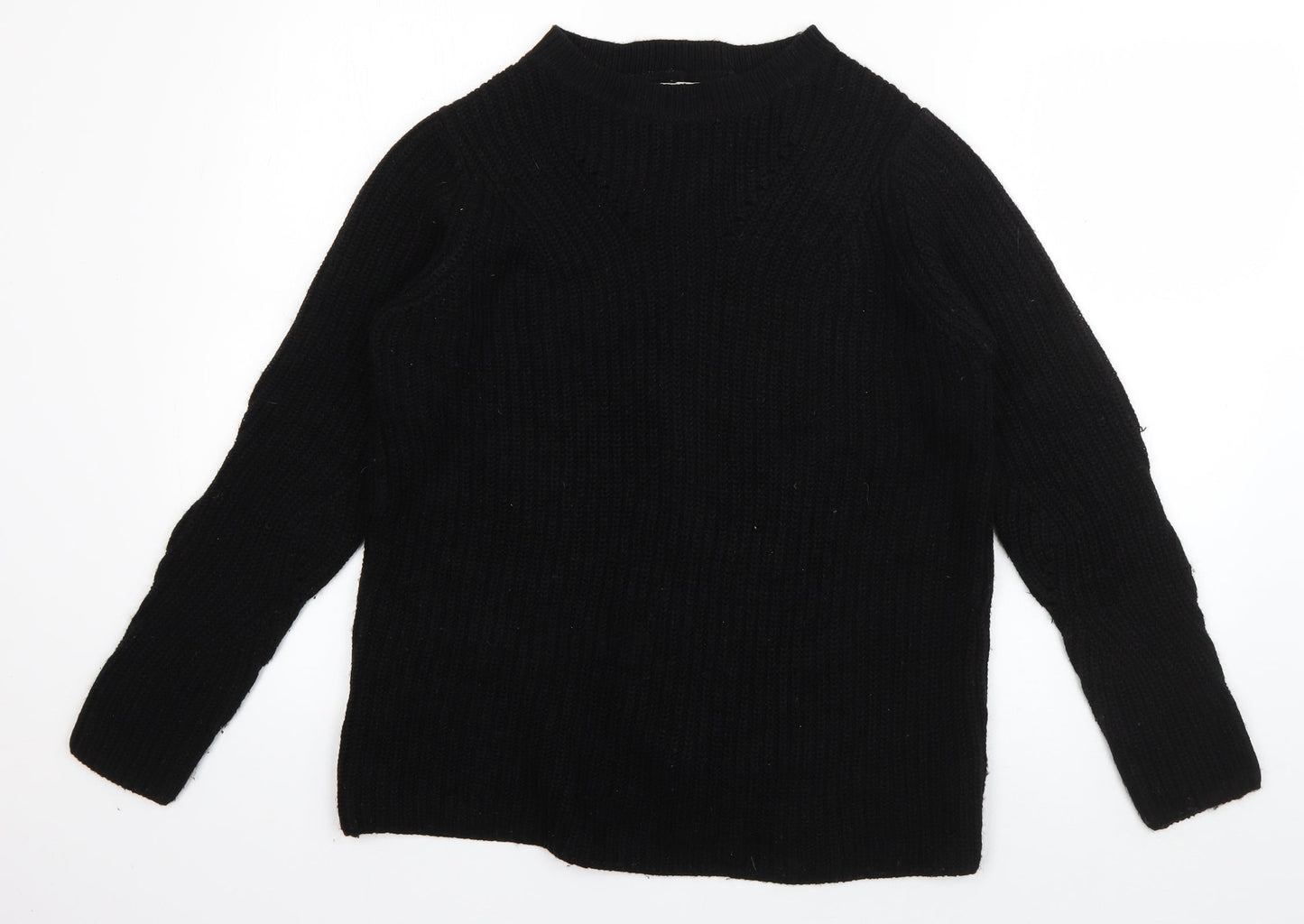 Papaya Womens Black Crew Neck  Acrylic Pullover Jumper Size S   - Lace up detail