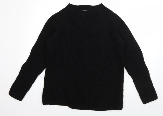 Papaya Womens Black Crew Neck  Acrylic Pullover Jumper Size S   - Lace up detail