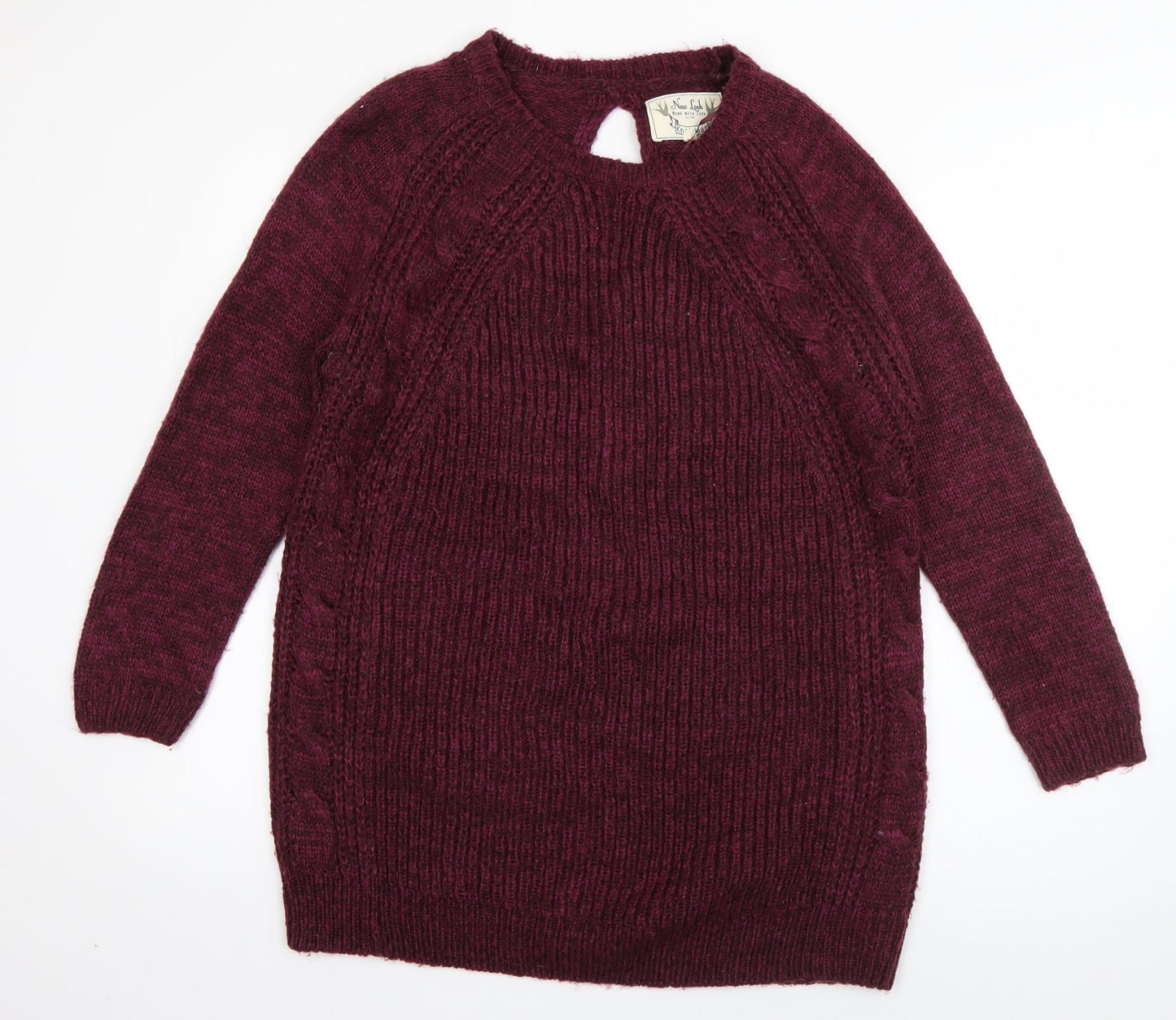 New Look Womens Purple Crew Neck  Acrylic Pullover Jumper Size M
