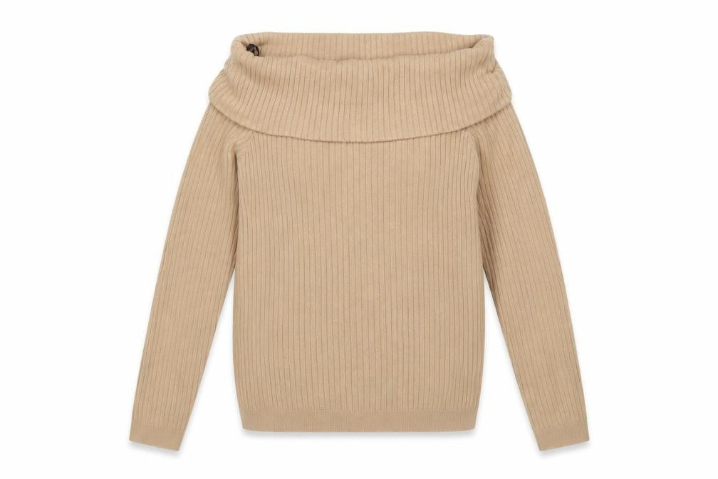 Divided by H&M Womens Beige Roll Neck Striped Viscose Pullover Jumper Size L