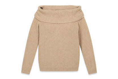 Divided by H&M Womens Beige Roll Neck Striped Viscose Pullover Jumper Size L