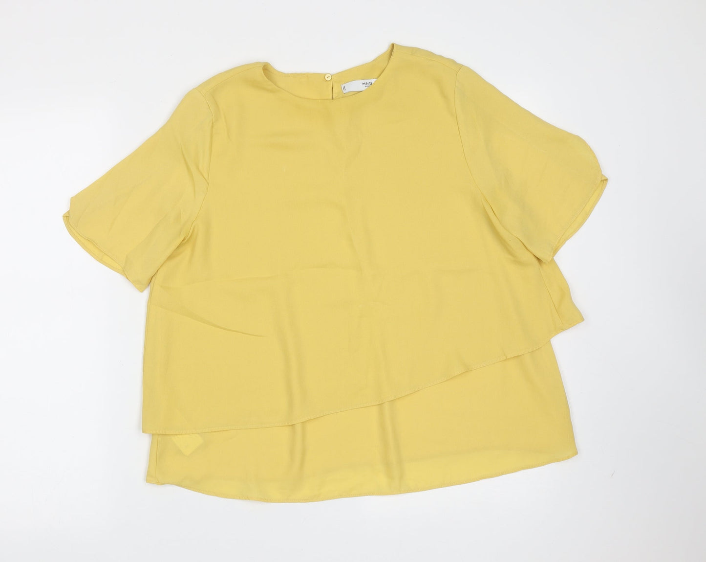 MNG Womens Yellow  Polyester Basic Blouse Size M Round Neck