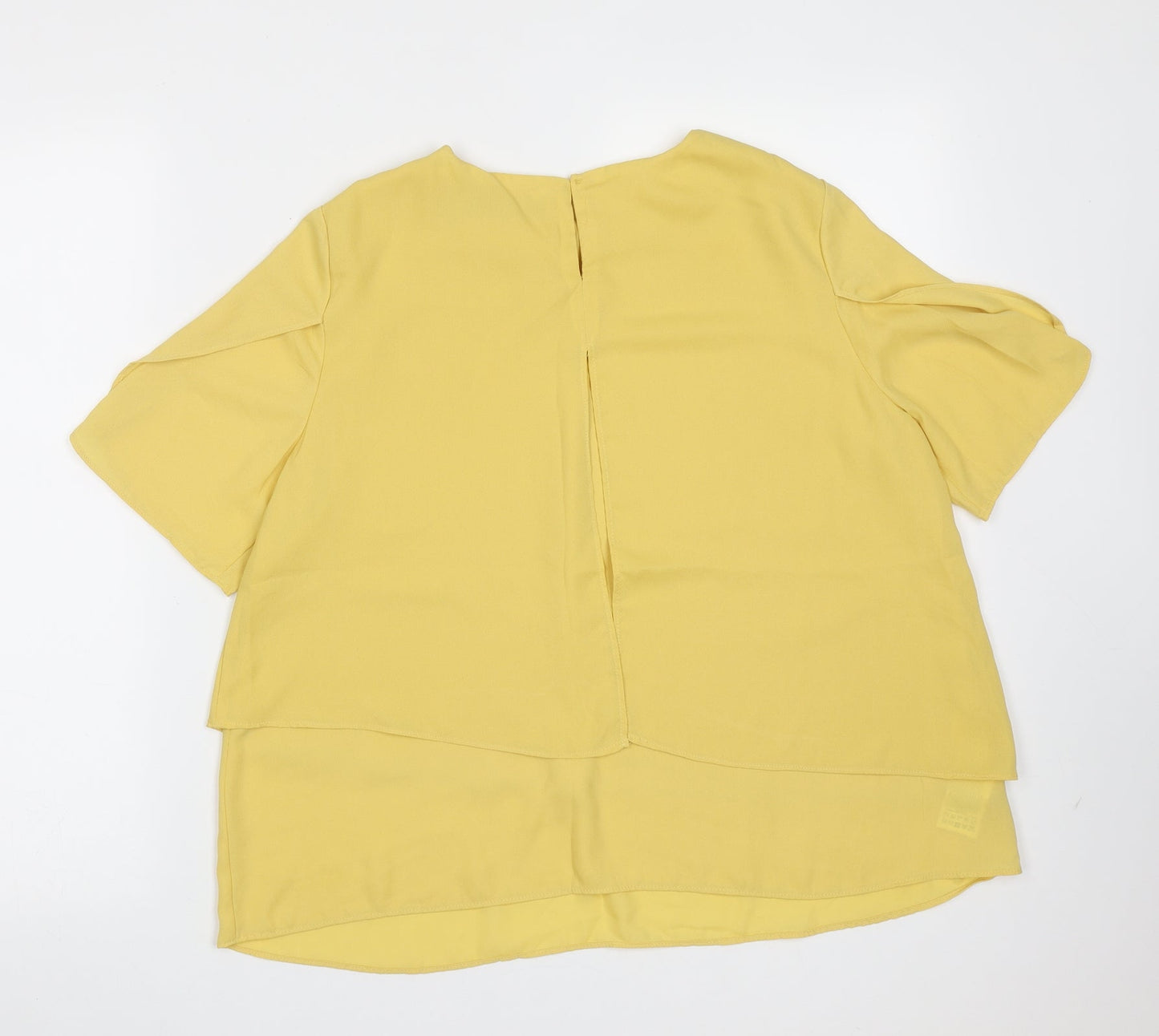 MNG Womens Yellow  Polyester Basic Blouse Size M Round Neck
