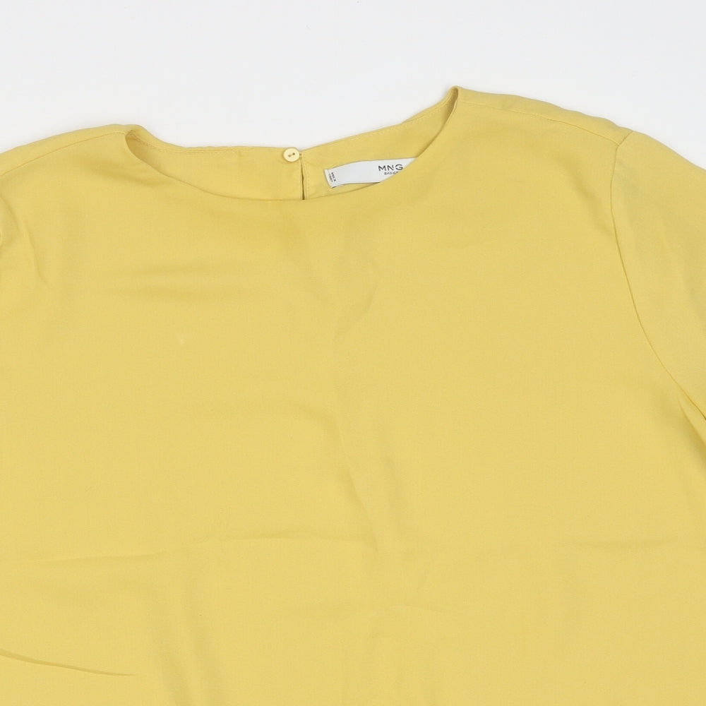 MNG Womens Yellow  Polyester Basic Blouse Size M Round Neck