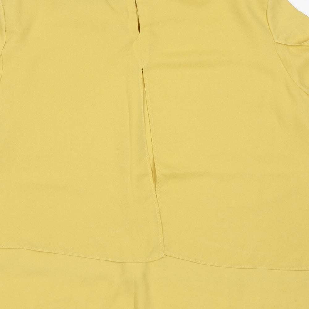 MNG Womens Yellow  Polyester Basic Blouse Size M Round Neck