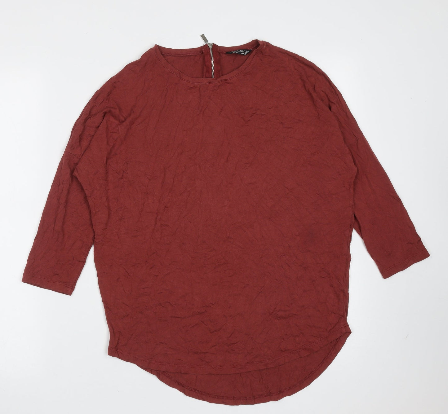 Select Womens Red  Viscose Basic T-Shirt Size 10 Round Neck - burgundy
