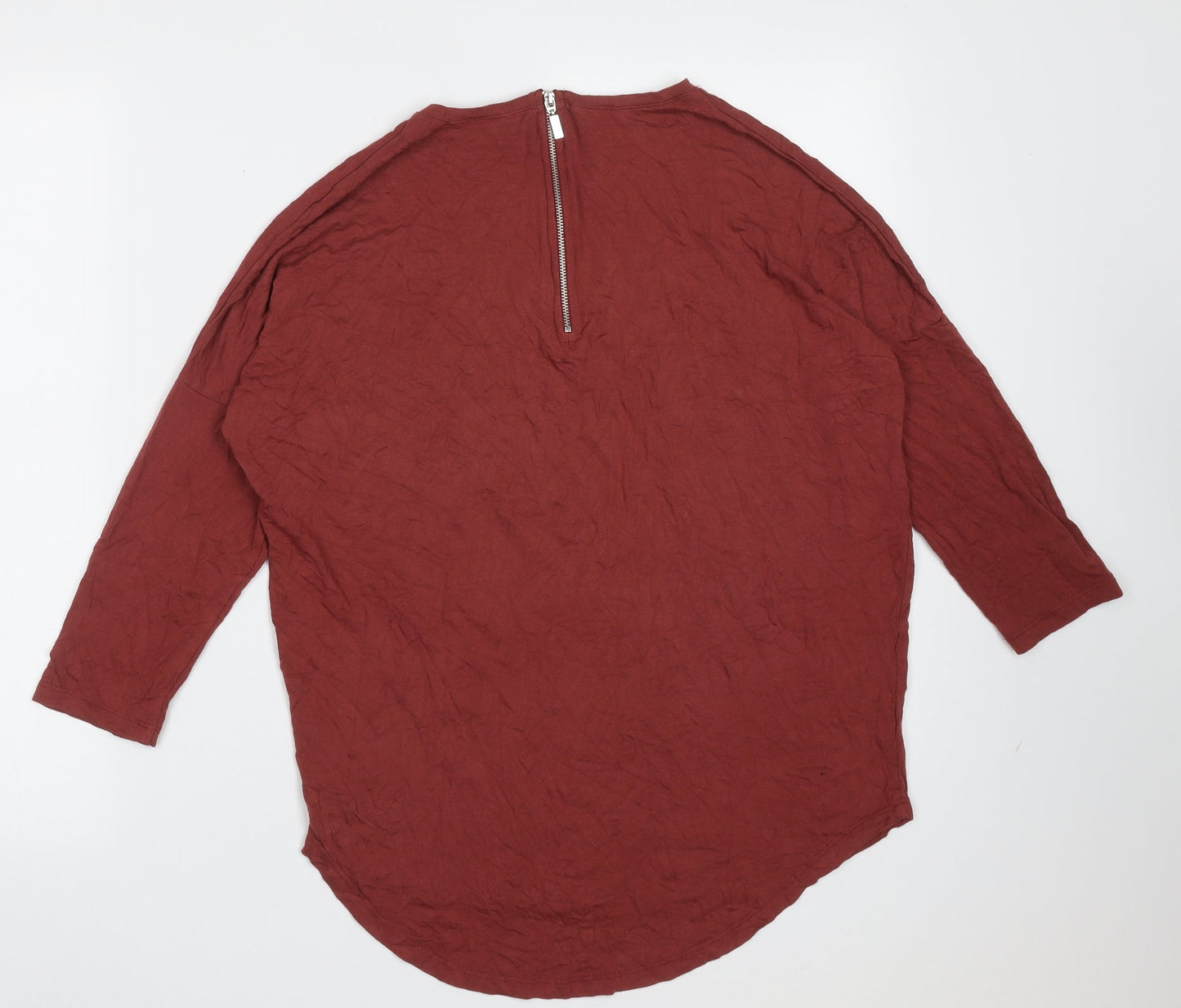 Select Womens Red  Viscose Basic T-Shirt Size 10 Round Neck - burgundy