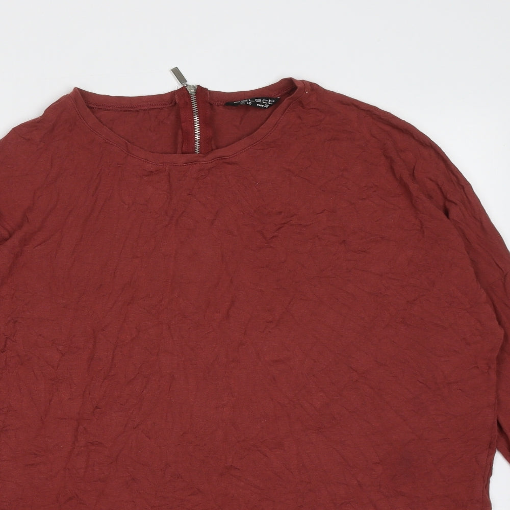 Select Womens Red  Viscose Basic T-Shirt Size 10 Round Neck - burgundy