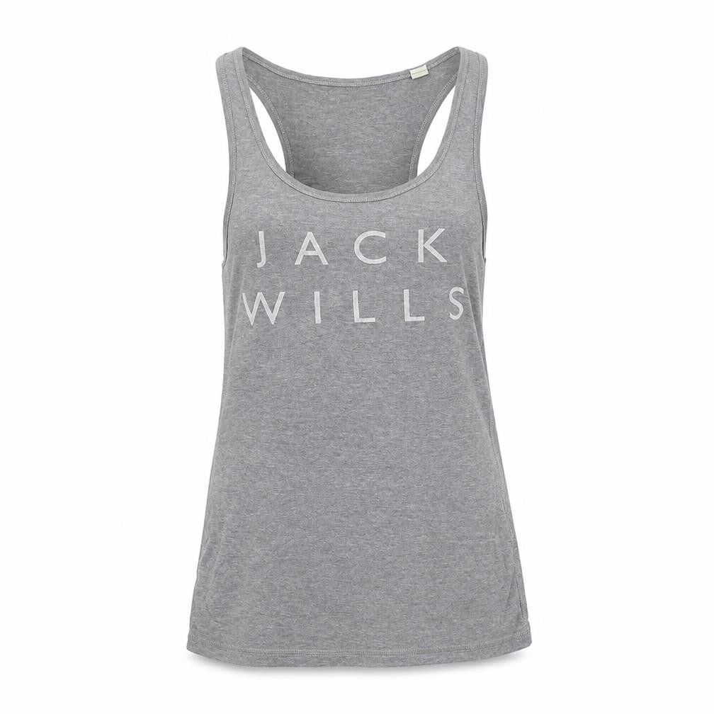 Jack Wills Womens Grey  Cotton Basic Tank Size 6 Round Neck