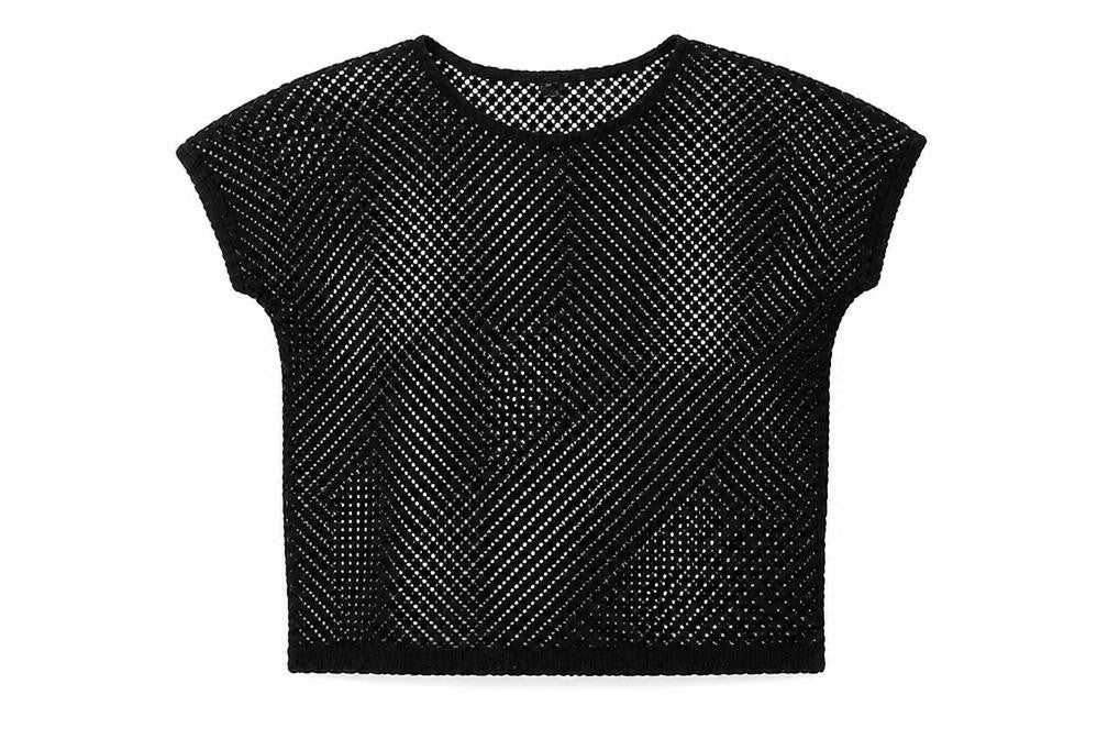 ESMARA Womens Black Round Neck Geometric Polyester Pullover Jumper Size S