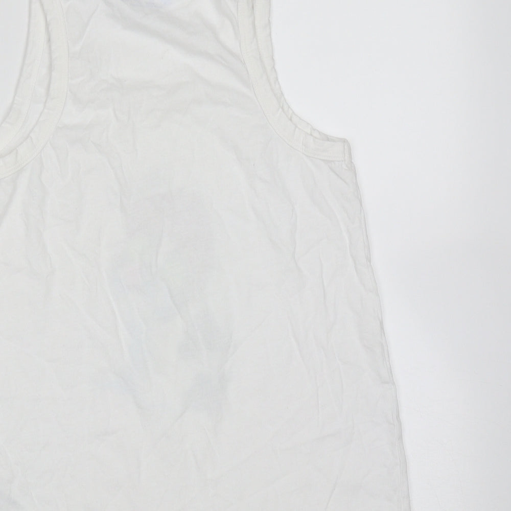 Primark Womens White  Cotton Basic Tank Size XS Round Neck - Dog, self care