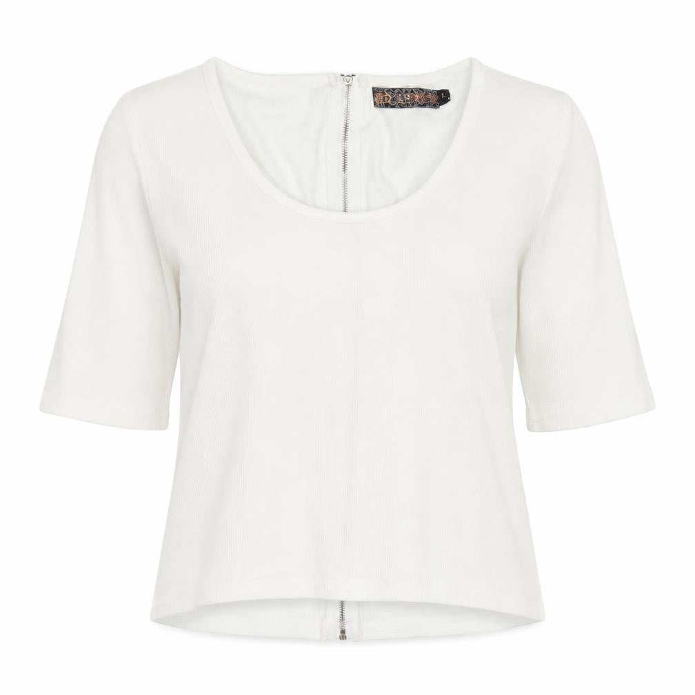 QED London Womens White  Cotton Basic T-Shirt Size L Round Neck