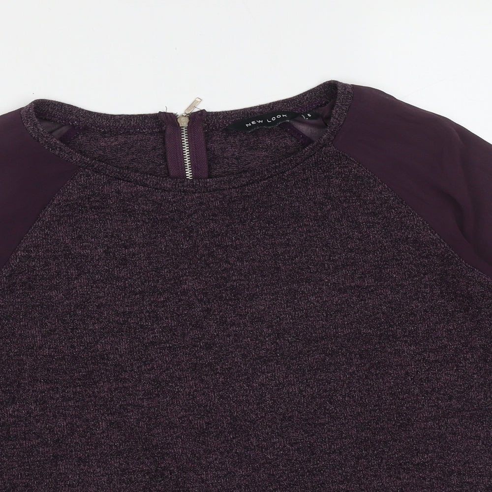 New Look Womens Purple Round Neck  Polyester Pullover Jumper Size 6