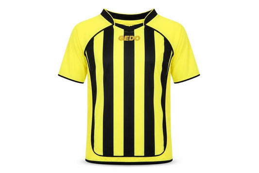 Gedo Mens Yellow Striped Polyester Basic T-Shirt Size XS V-Neck