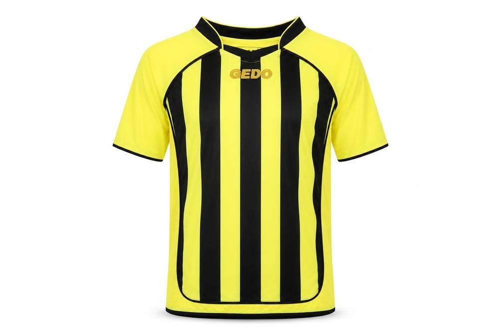 Gedo Mens Yellow Striped Polyester Basic T-Shirt Size XS V-Neck