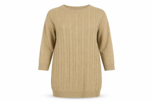 SHEIN Womens Beige Crew Neck  Acrylic Tunic Jumper Size L
